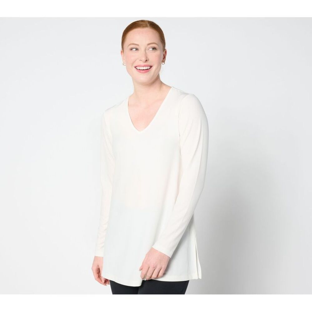Splendid Women's Top Sz XL Essentials Liquid Knit A-Line Tunic White A658812